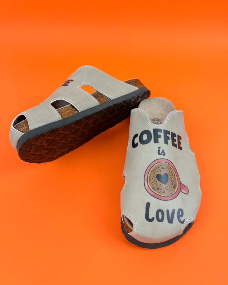 Coffee Is Love Γυναικείες ανατομικές παντόφλες σαμπό με σχεδια /