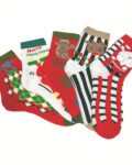 Santa Claus Set Σετ από 5 ζευγάρια κάλτσες με σχέδια /