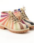 Rainbow Burst Μοντέρνα γυναικεία μποτάκια από φυσικό δέρμα με σχέδια /