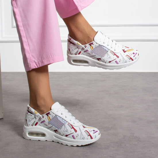 Ελαφριά δερμάτινα επαγγελματικά sneakers για κομμωτές Ελαφριά παπούτσια εργασίας Κομμωτηρίου και σπα Ελαφριά δερμάτινα επαγγελματικά sneakers για κομμωτές