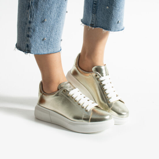 Ελαφριά γυναικεία χρυσά sneakers από φυσικό δέρμα Sneakers γυναικεία πολύχρωμα 2 Alternative view of Ελαφριά γυναικεία χρυσά sneakers από φυσικό δέρμα