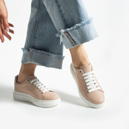 Ελαφριά γυναικεία nude sneakers από φυσικό δέρμα Sneakers γυναικεία πολύχρωμα 2 Alternative view of Ελαφριά γυναικεία nude sneakers από φυσικό δέρμα