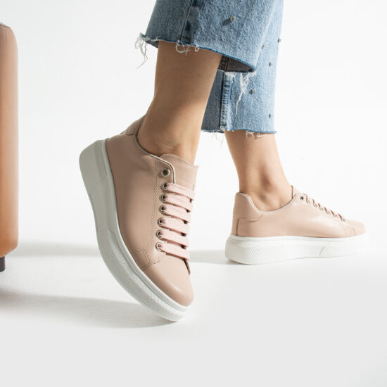 Alternative view of Ελαφριά γυναικεία nude sneakers από φυσικό δέρμα