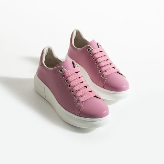 Ελαφριά γυναικεία ροζ sneakers από φυσικό δέρμα /