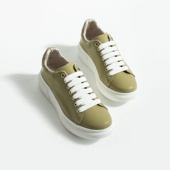 Γυναικεία πράσινα sneakers από φυσικό δέρμα /