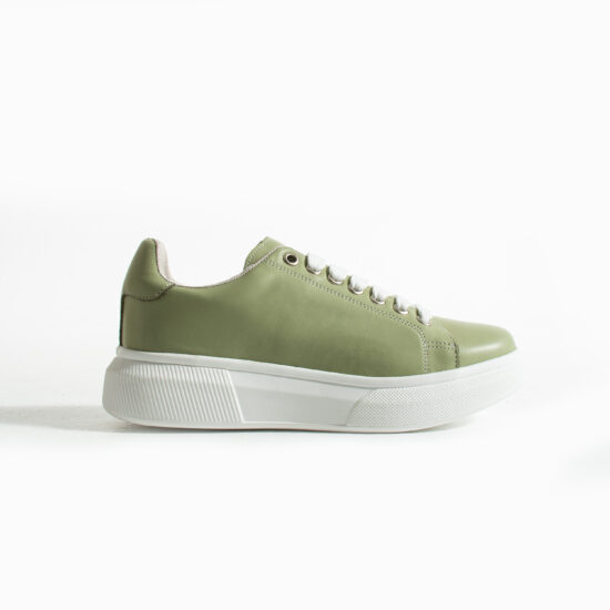 Γυναικεία πράσινα sneakers από φυσικό δέρμα /