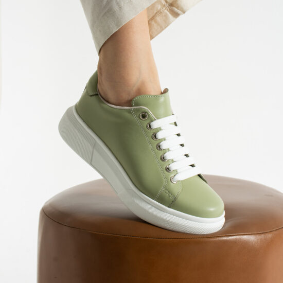 Γυναικεία πράσινα sneakers από φυσικό δέρμα /