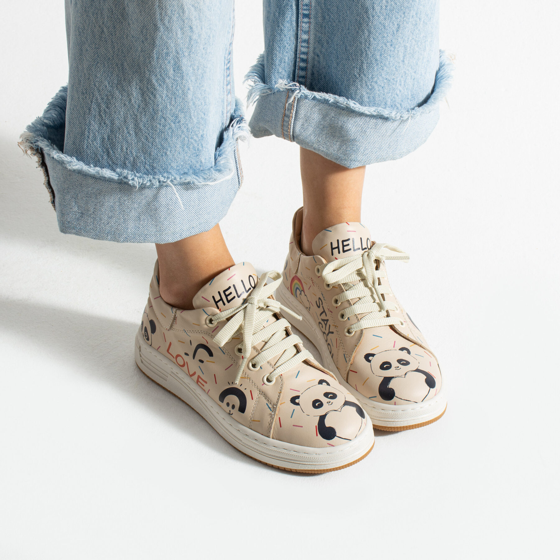 Γυναικεία δερμάτινα ανατομικά sneakers
