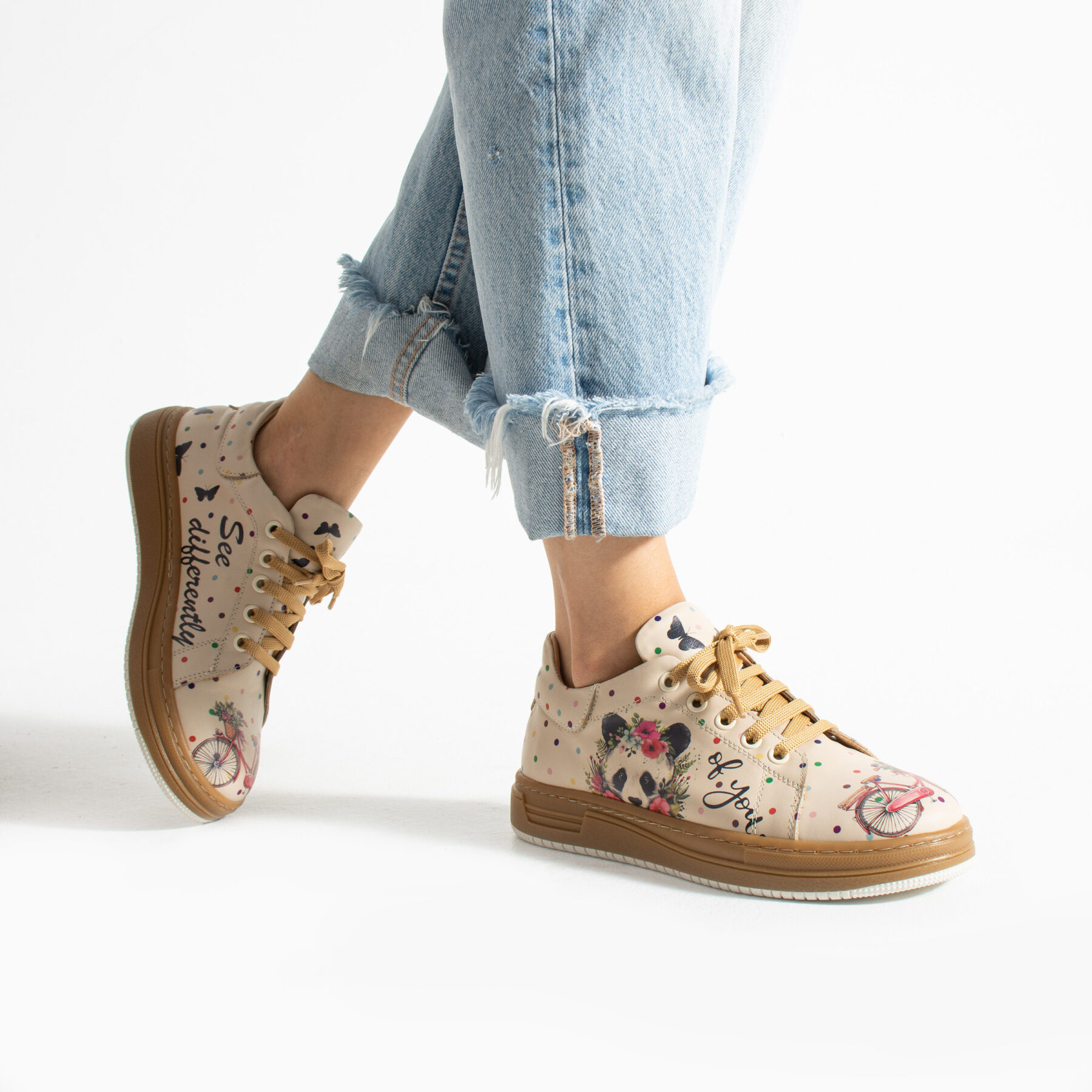 Γυναικεία δερμάτινα ανατομικά sneakers