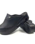 Comfort Black Μαύρα γυναικεία σαμπό εργασίας με πλατφόρμα από οικολογικό δέρμα /