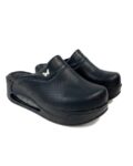 Comfort Black Μαύρα γυναικεία σαμπό εργασίας με πλατφόρμα από οικολογικό δέρμα /