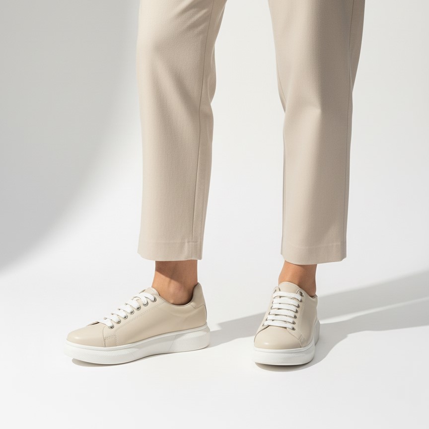Μπεζ γυναικεία sneakers από φυσικό δέρμα, ελαφριά και άνετα Sneakers γυναικεία πολύχρωμα 12 Μπεζ γυναικεία sneakers από φυσικό δέρμα, ελαφριά και άνετα - Image 2