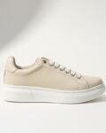 Timeless Crème Μπεζ γυναικεία sneakers από φυσικό δέρμα, ελαφριά και άνετα /