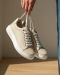 Timeless Crème Μπεζ γυναικεία sneakers από φυσικό δέρμα, ελαφριά και άνετα /