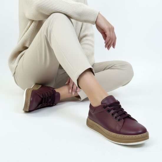 Γυναικεία μπορντό δερμάτινα ανατομικά sneakers Sneakers γυναικεία πολύχρωμα