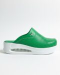 Comfort Green Πράσινα γυναικεία σαμπό εργασίας με πλατφόρμα από οικολογικό δέρμα /
