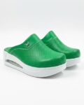 Comfort Green Πράσινα γυναικεία σαμπό εργασίας με πλατφόρμα από οικολογικό δέρμα /