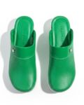 Comfort Green Πράσινα γυναικεία σαμπό εργασίας με πλατφόρμα από οικολογικό δέρμα /