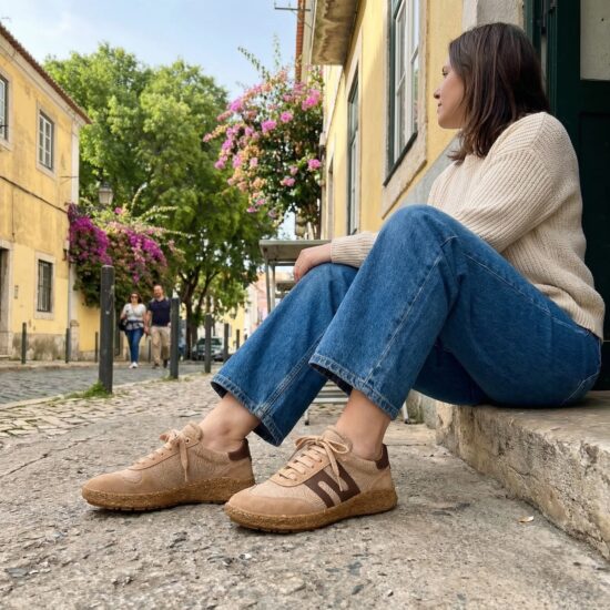 Γυναικεία παπούτσια barefoot με φαρδύ μπροστινό μέρος - Almond /
