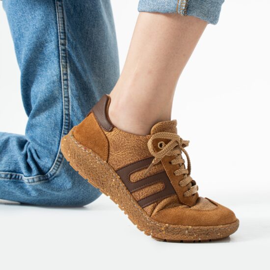 Γυναικεία παπούτσια barefoot με φαρδύ μπροστινό μέρος - Caramel /