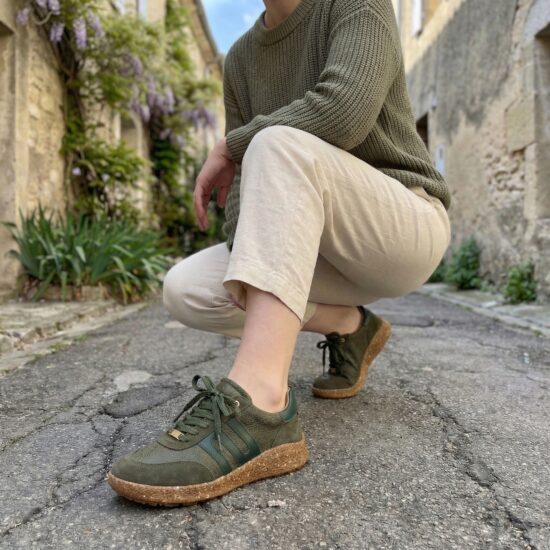 Γυναικεία παπούτσια barefoot με φαρδύ μπροστινό μέρος - Olive /