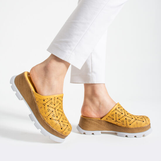 Γυναικεία Imara Flora Ochre от Естествена кожа